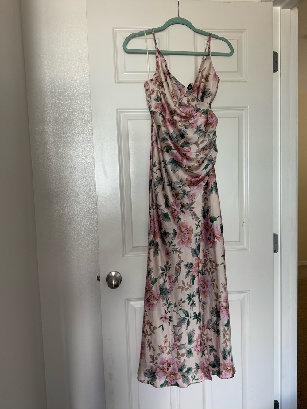 Dress Forum Pink Floral Satin Maxi Slip Dress
